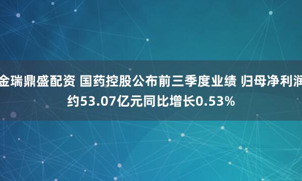 金瑞鼎盛配资 国药控股公布前三季度业绩 归母净利润约53.07亿元同比增长0.53%